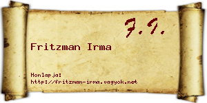 Fritzman Irma névjegykártya